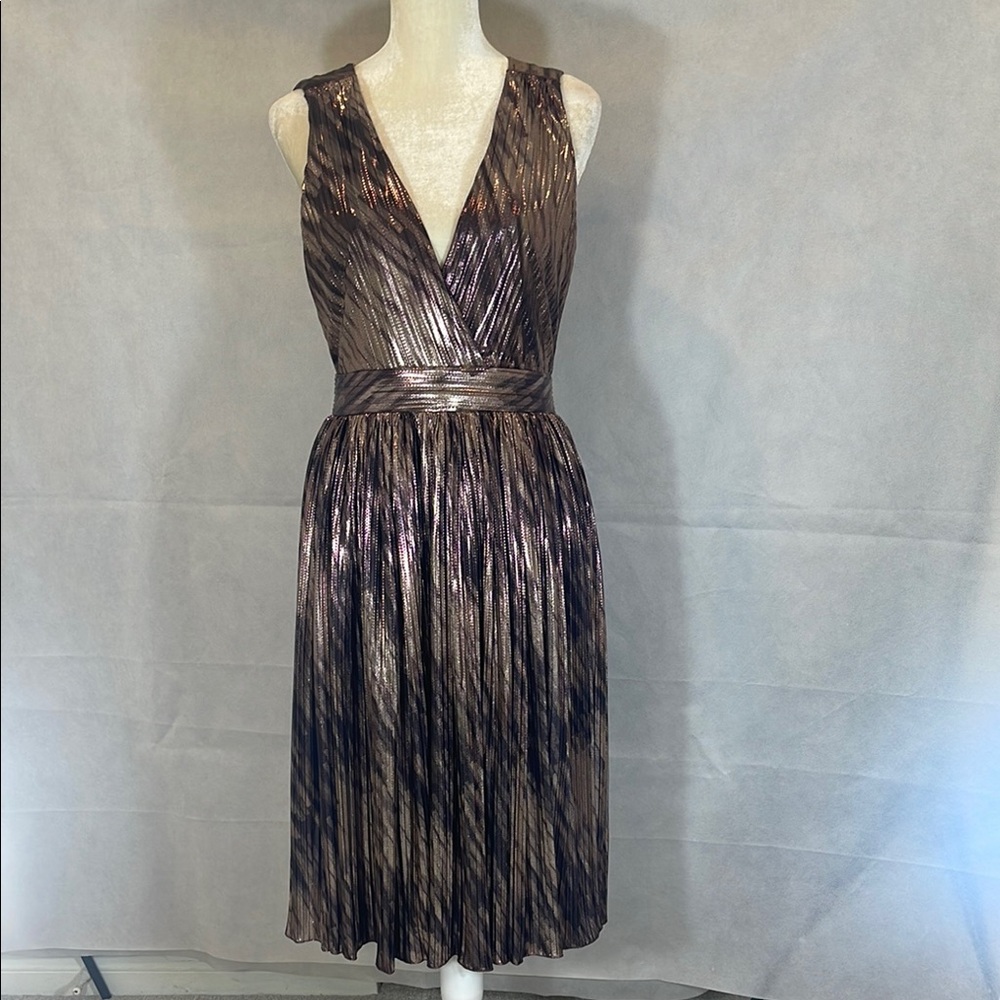 Gold and Brown Embellished A-Line Cocktail Dress - Picture 1 of 10